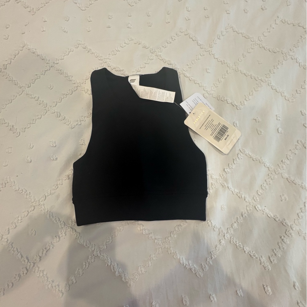 NWT Fabletics sparkly back Black Long Line Sport Bra